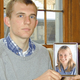 Timothy Woronoff holds up a picture of his alleged Canadian girlfriend.